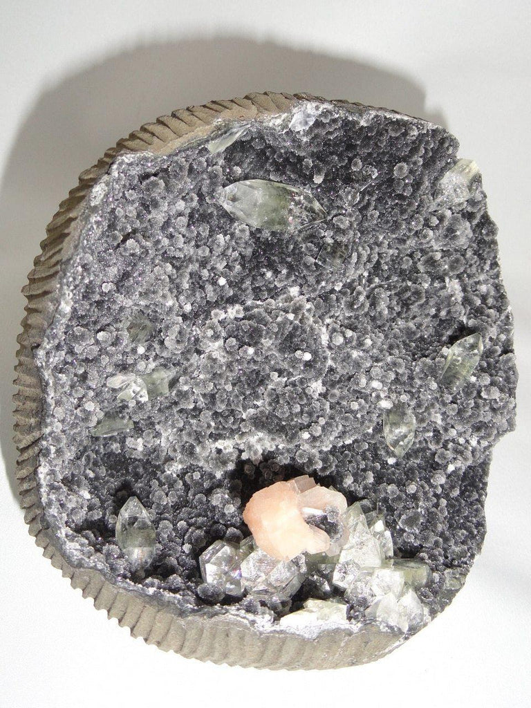 XXL BLACK CHALCEDONY GEODE With APOPHYLLITE  & PINK STILBITE inclusions Display Specimen* - Earth Family Crystals