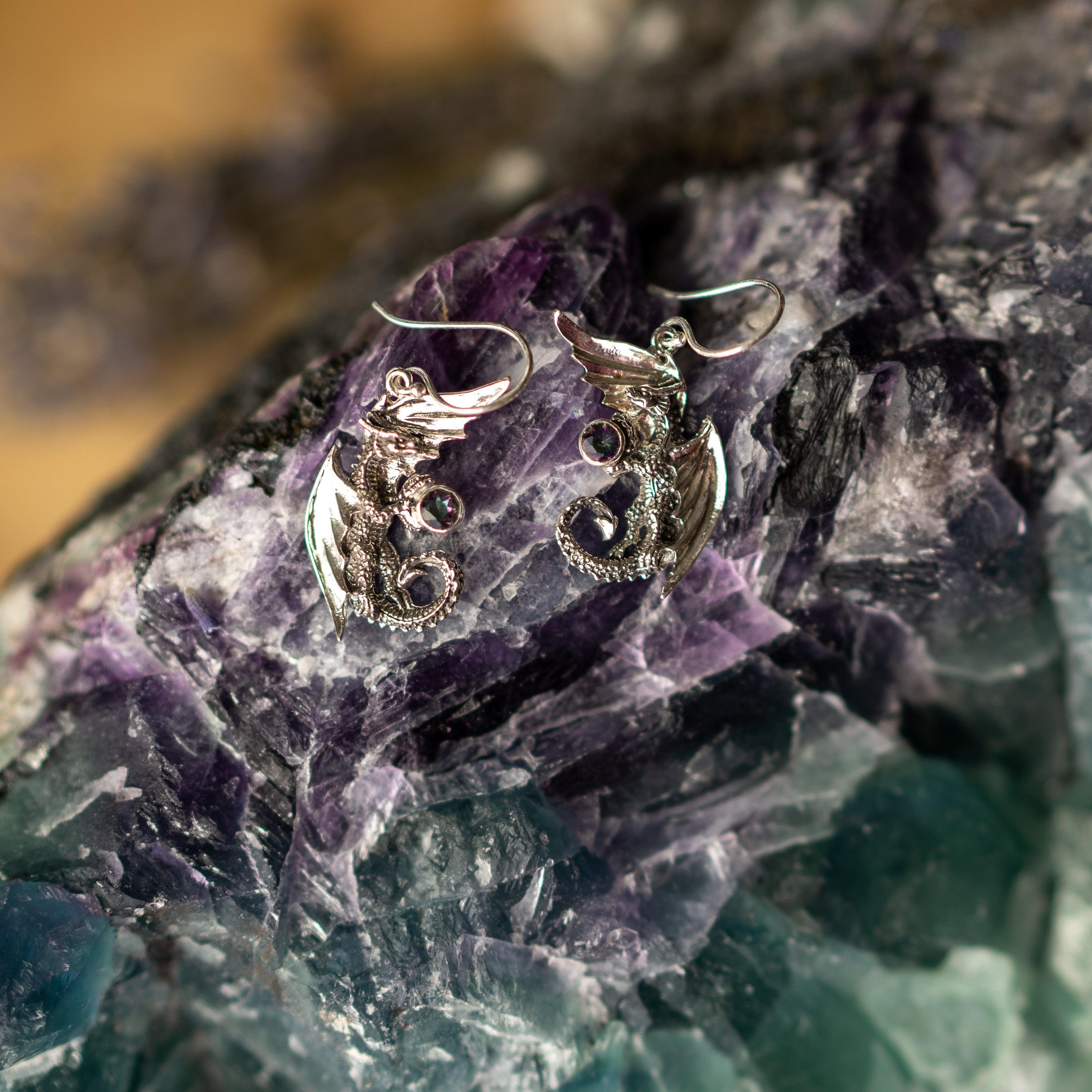 Protective Dragon Energy Earrings with Mystic Topaz~ Sterling Silver ~ - Earth Family Crystals