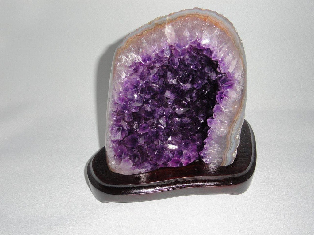 AMETHYST GEODE SPECIMEN (Includes Wood Stand) ~ STONE OF PROTECTION, FREEDOM FROM ADDICTIONS* - Earth Family Crystals