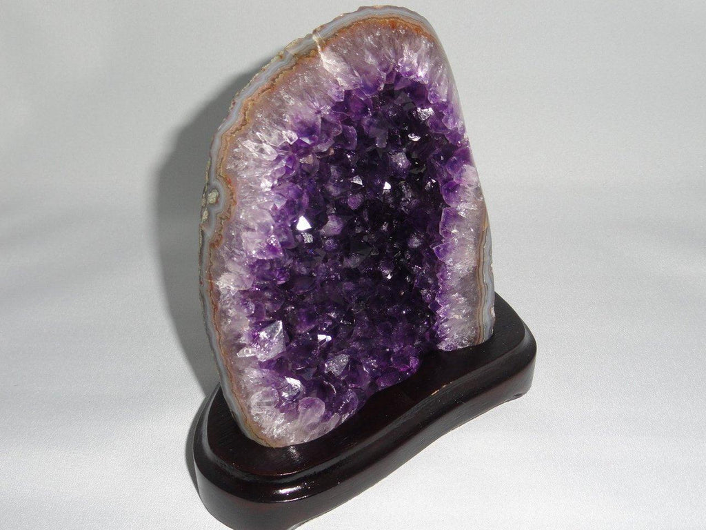 AMETHYST GEODE SPECIMEN (Includes Wood Stand) ~ STONE OF PROTECTION, FREEDOM FROM ADDICTIONS* - Earth Family Crystals