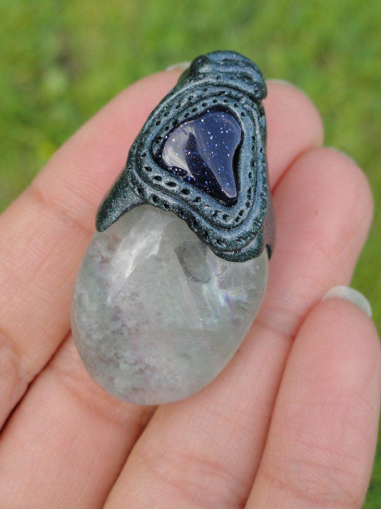 Handmade FLUORITE & BLUE GOLDSTONE PENDANT~ Stone of Healing, Aura Clearing, Mental Abilities** - Earth Family Crystals