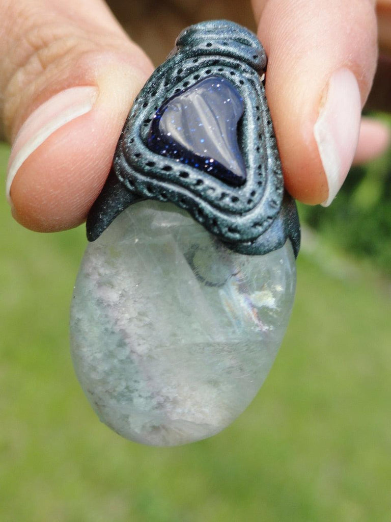 Handmade FLUORITE & BLUE GOLDSTONE PENDANT~ Stone of Healing, Aura Clearing, Mental Abilities** - Earth Family Crystals