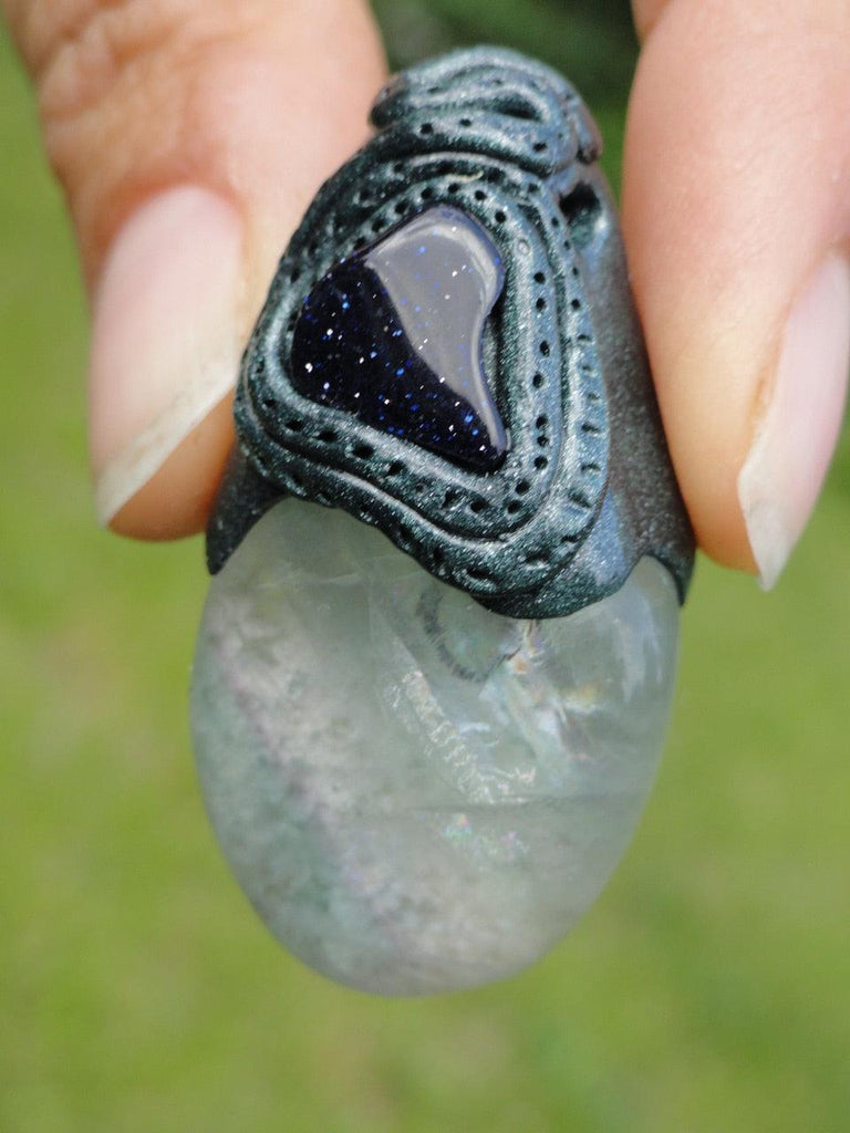 Handmade FLUORITE & BLUE GOLDSTONE PENDANT~ Stone of Healing, Aura Clearing, Mental Abilities** - Earth Family Crystals