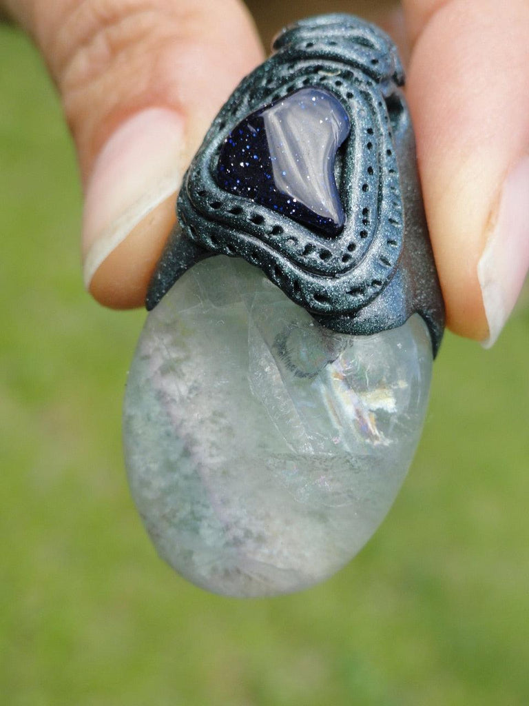 Handmade FLUORITE & BLUE GOLDSTONE PENDANT~ Stone of Healing, Aura Clearing, Mental Abilities** - Earth Family Crystals