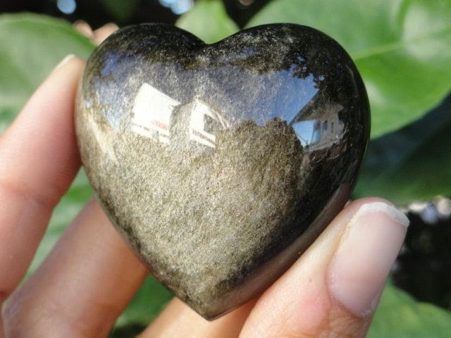 Mysterious GOLDEN SHEEN OBSIDIAN GEMSTONE HEART - Earth Family Crystals
