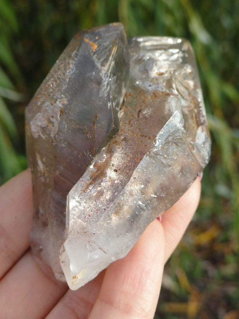 SMOKY QUARTZ CLUSTER With Red Hematite Inclusions - Earth Family Crystals