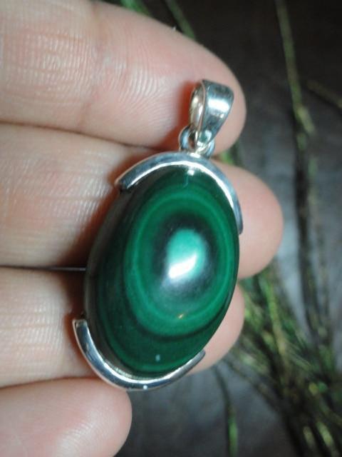 MALACHITE PENDANT In Sterling Silver (Includes Silver Chain) - Earth Family Crystals