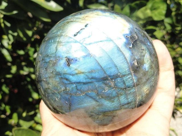 Jumbo Flashy Blue LABRADORITE SPHERE - Earth Family Crystals