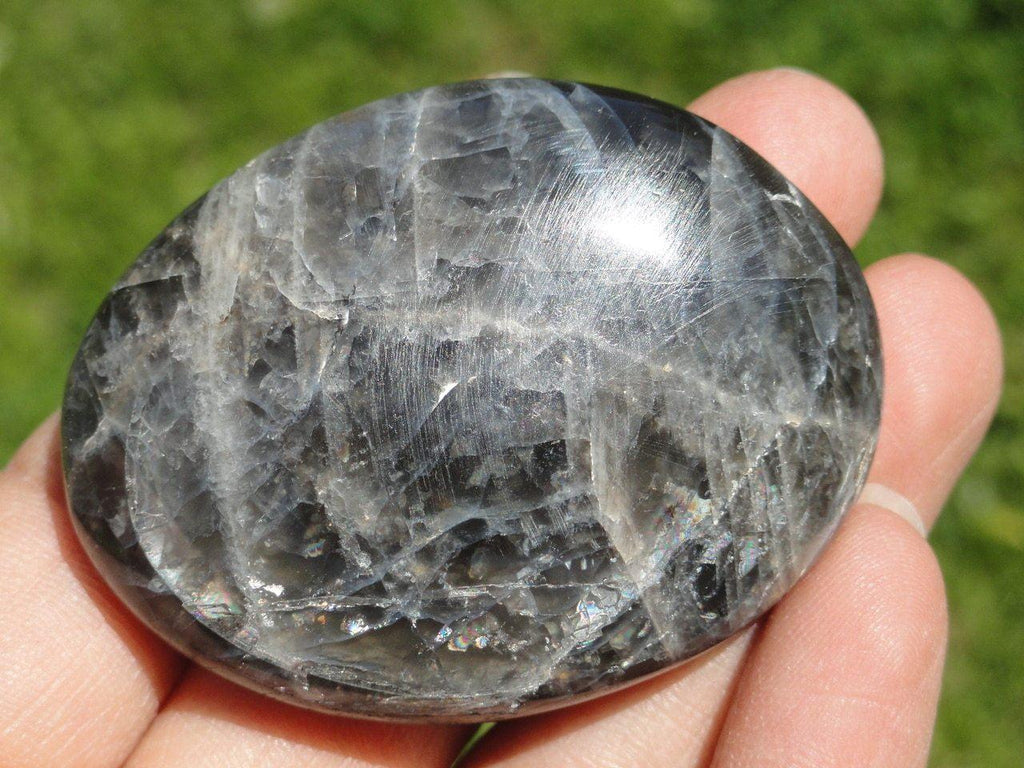 BLACK MOONSTONE PALM STONE~ Stone of Psychic Protection - Earth Family Crystals