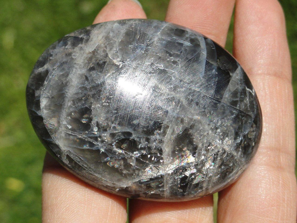 BLACK MOONSTONE PALM STONE~ Stone of Psychic Protection - Earth Family Crystals