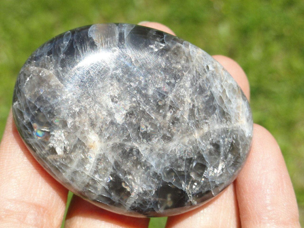 BLACK MOONSTONE PALM STONE~ Stone of Psychic Protection - Earth Family Crystals