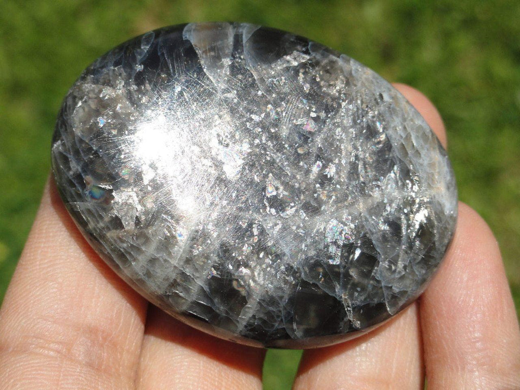 BLACK MOONSTONE PALM STONE~ Stone of Psychic Protection - Earth Family Crystals