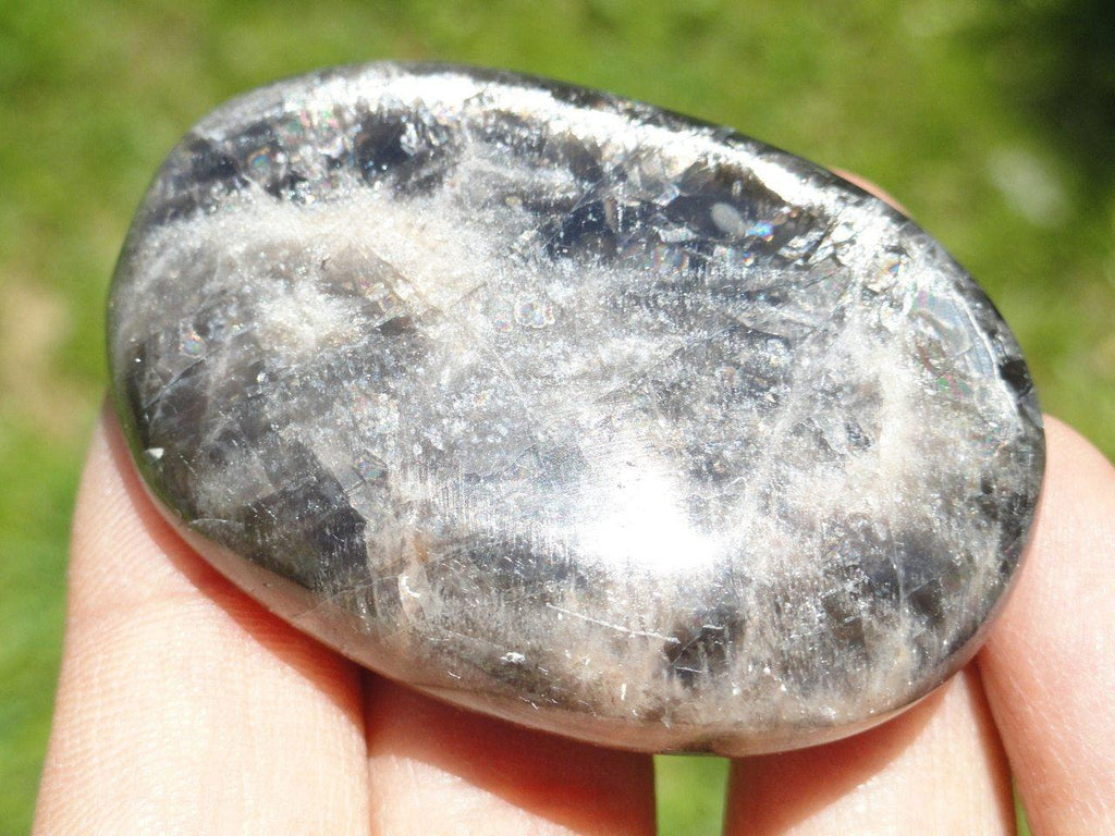 BLACK MOONSTONE PALM STONE~ Stone of Protection - Earth Family Crystals