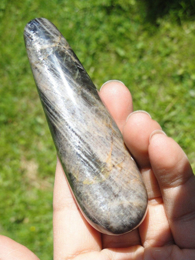 BLACK MOONSTONE WAND~Stone of Protection for Travelers - Earth Family Crystals