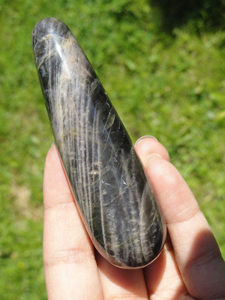 BLACK MOONSTONE WAND~Stone of Protection for Travelers - Earth Family Crystals