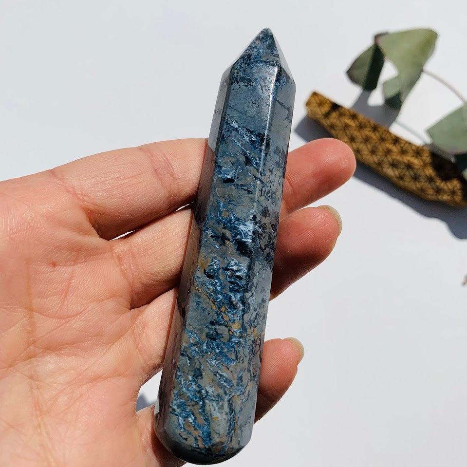 Large Silky Blue Pietersite Wand Carving #3 - Earth Family Crystals