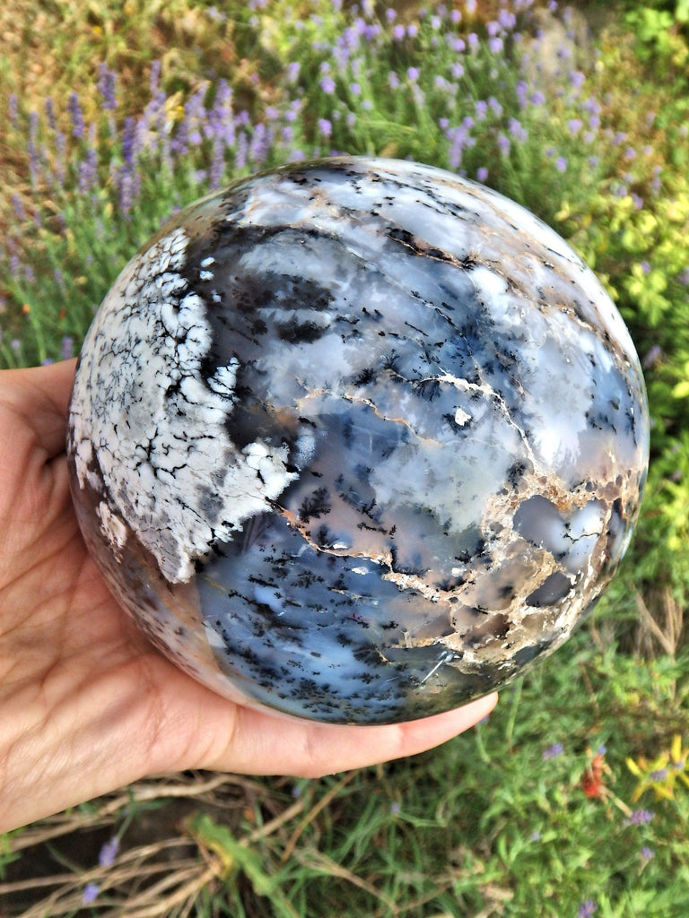 Jumbo 4 LB Earth Sphere~Dendritic Agate Display  Carving - Earth Family Crystals