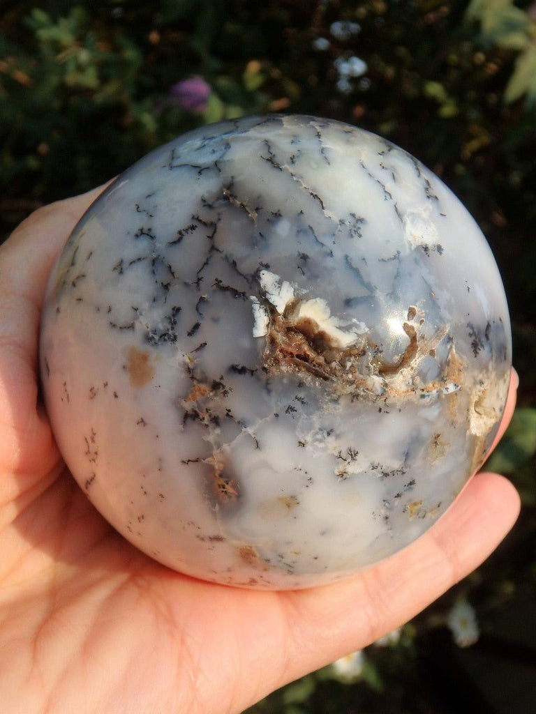 Gorgeous Earth Patterns Large Dendritic Agate Sphere Carving - Earth Family Crystals