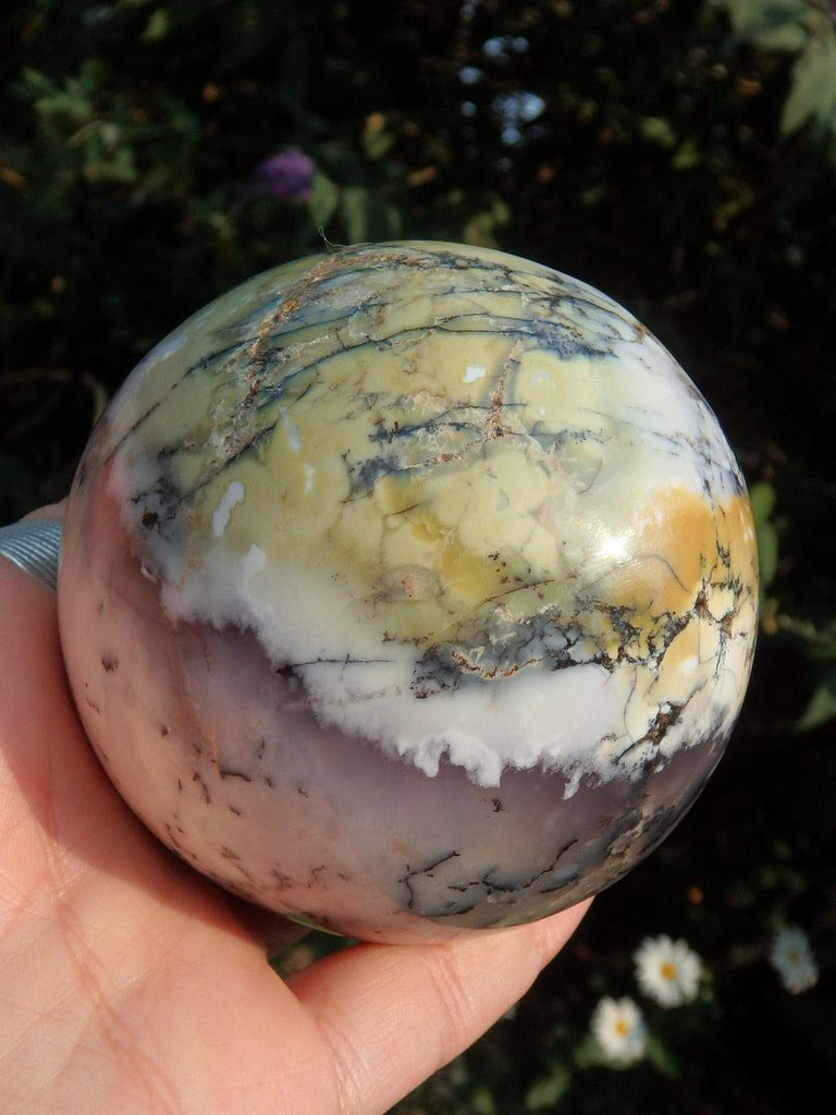 Gorgeous Earth Patterns Large Dendritic Agate Sphere Carving - Earth Family Crystals