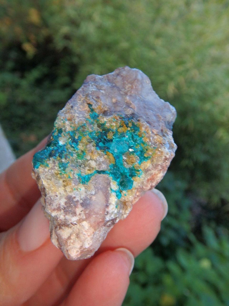 Hand Held Emerald Green Dioptase in Rock Specimen - Earth Family Crystals