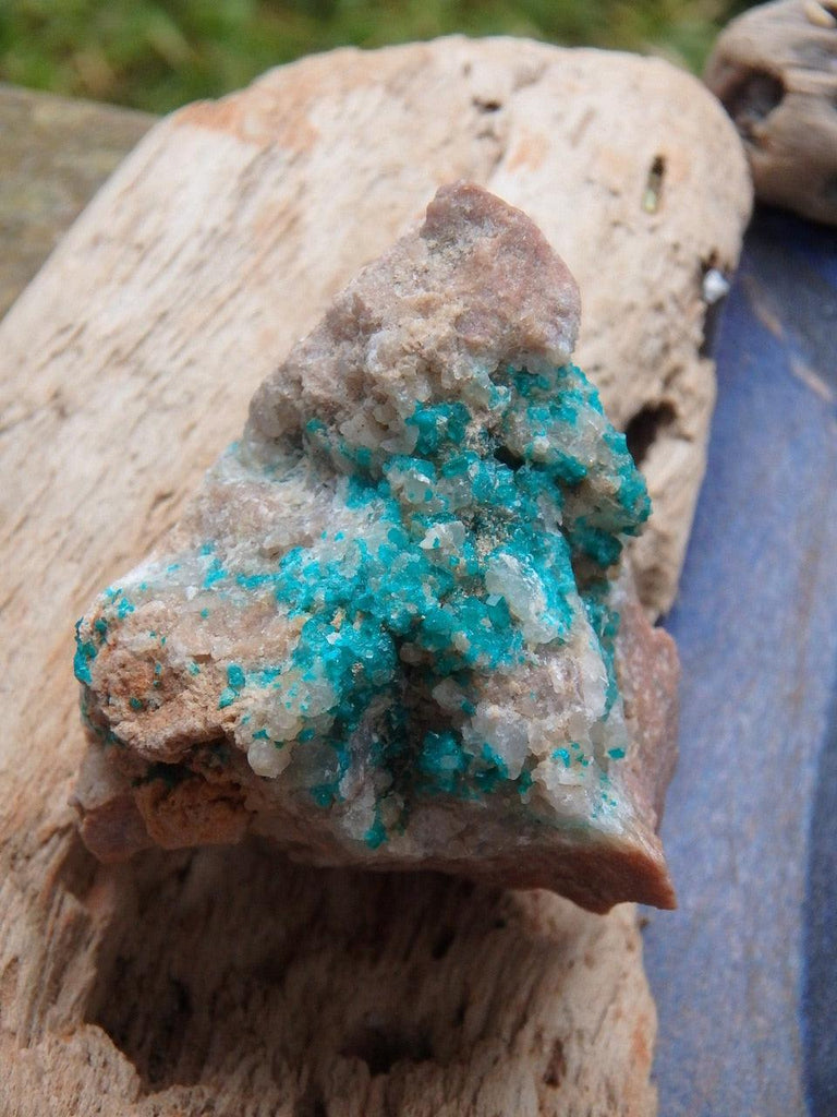Pretty Blue Green Dioptase With Quartz Druzy Inclusions - Earth Family Crystals