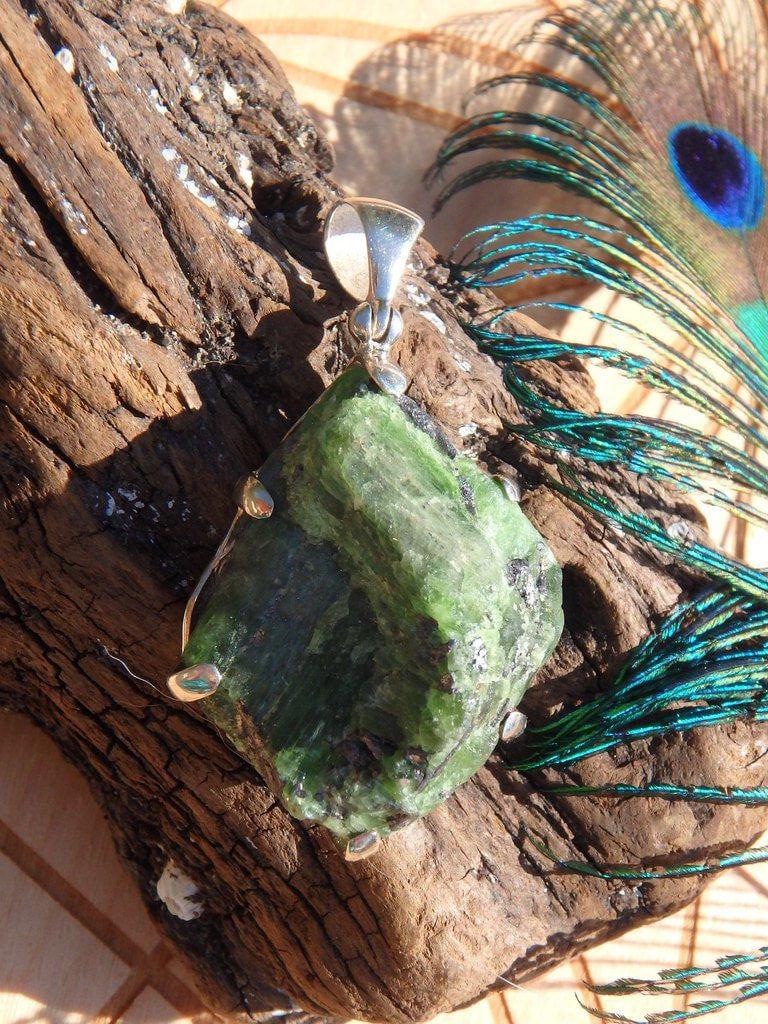 Custom Crafted~ Deep Green Chrome Diopside Gemstone Pendant In Sterling Silver (Includes Silver Chain) - Earth Family Crystals