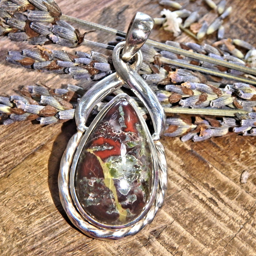 Dragon Blood Jasper Sterling Silver Pendant (Includes Silver Chain) - Earth Family Crystals