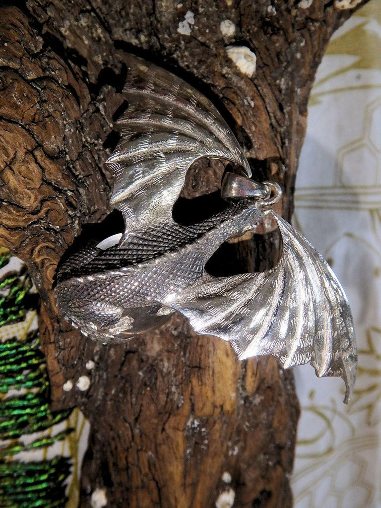 Incredible Statement Piece! Flying Dragon & Clear Quartz Sphere Pendant in Sterling Silver (Includes Silver Chain) - Earth Family Crystals