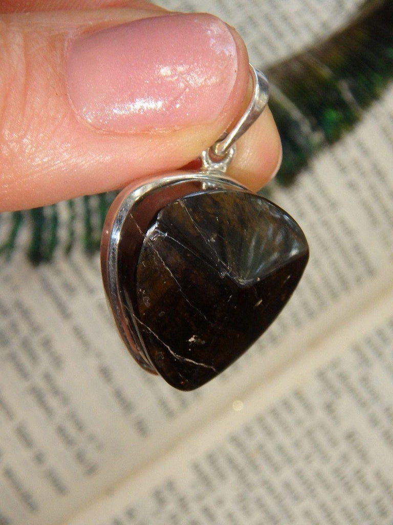 Chocolate Brown Dravite (Brown Tourmaline) Pendant in Sterling Silver (Includes Silver Chain) *REDUCED - Earth Family Crystals