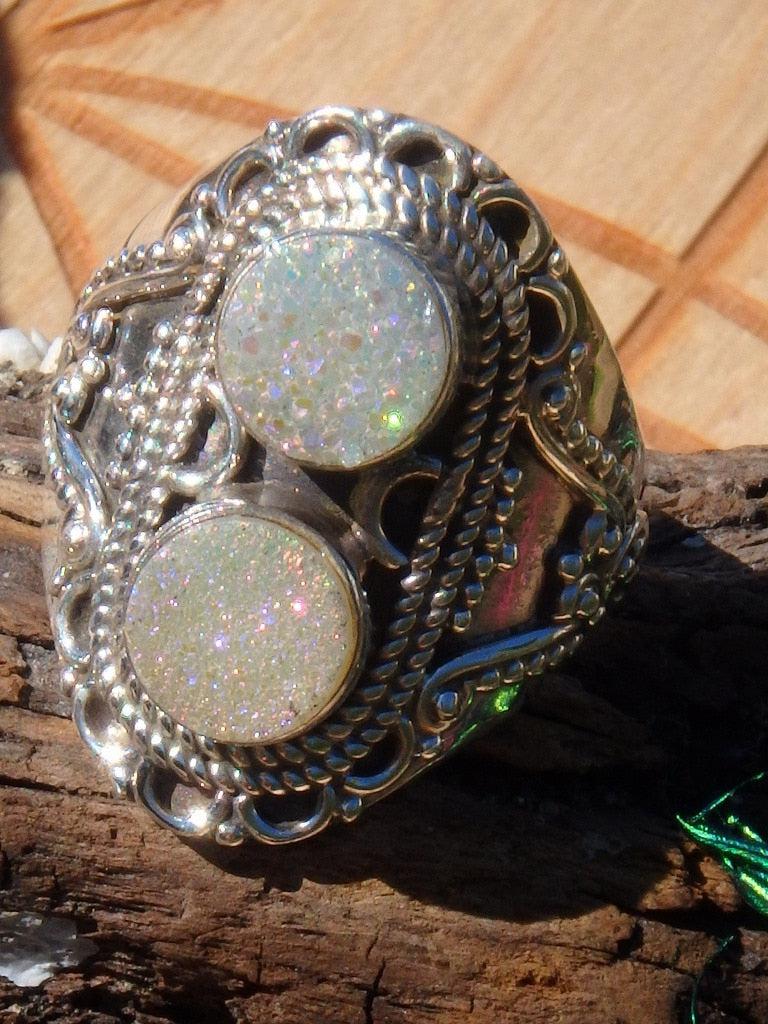 Shimmering Angel Aura Druzy Ring In Sterling Silver (Size 9) - Earth Family Crystals