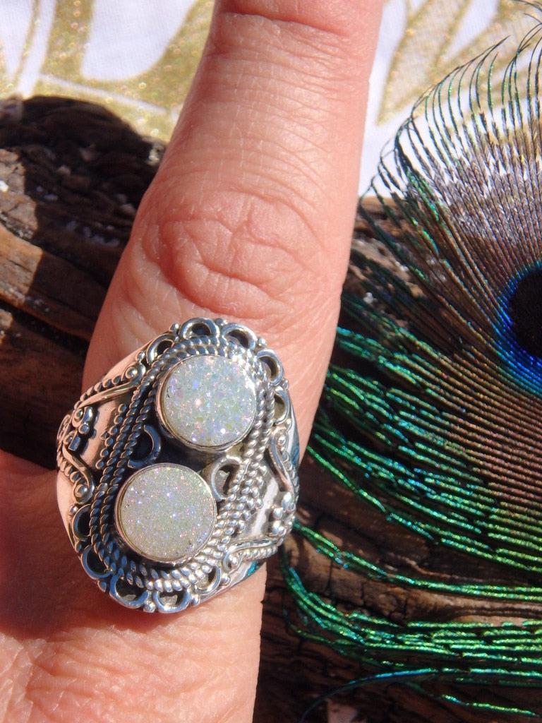 Shimmering Angel Aura Druzy Ring In Sterling Silver (Size 9) - Earth Family Crystals