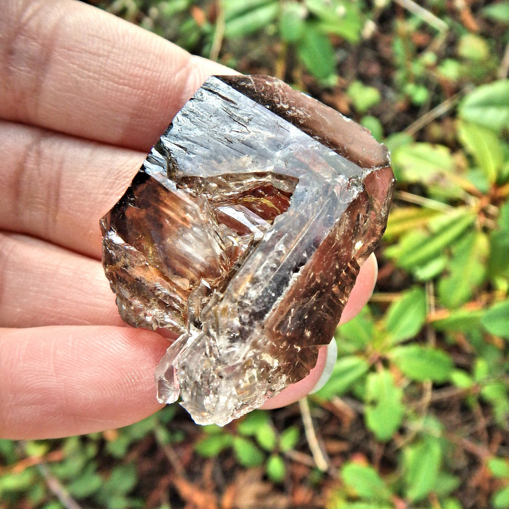 Cute Hand Held  Elestial Smoky  Quartz From Brazil - Earth Family Crystals
