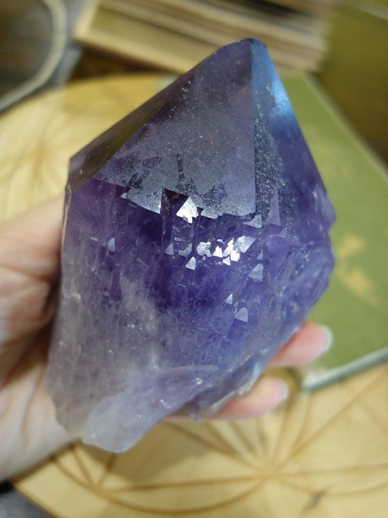 Large Unpolished Deep Purple Bolivian Elestial Amethyst With Phantoms - Earth Family Crystals