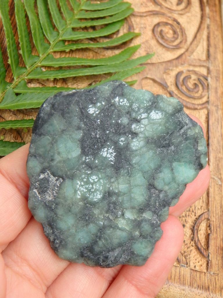 Deep Green Emerald Slice From Brazil 2 - Earth Family Crystals