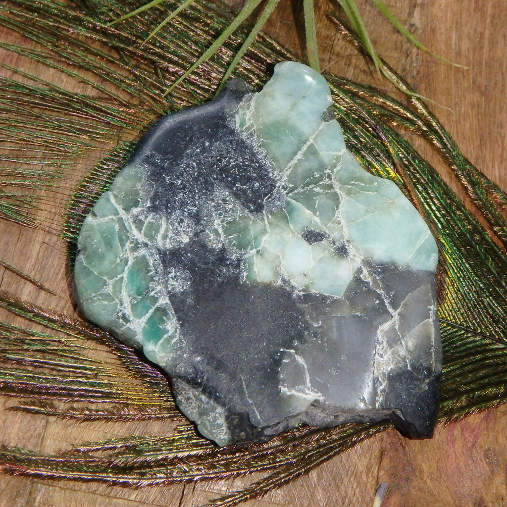 Frosted Green Emerald Slice in Matrix From Brazil2 - Earth Family Crystals