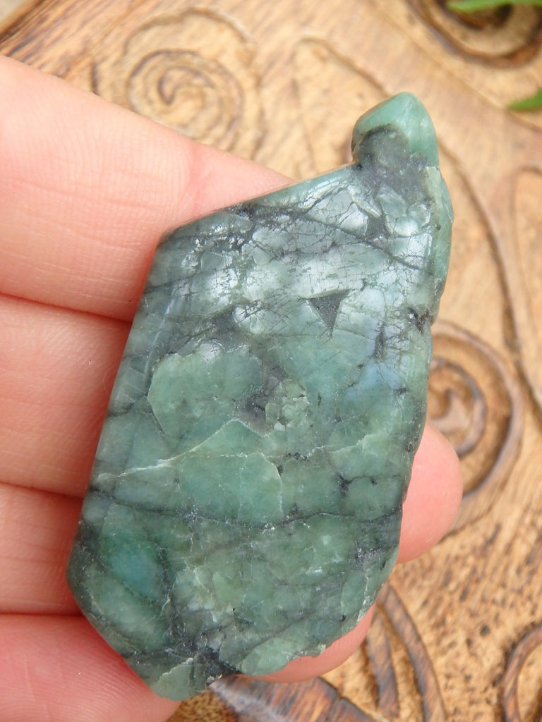 Deep Green Emerald Slice From Brazil 4 - Earth Family Crystals