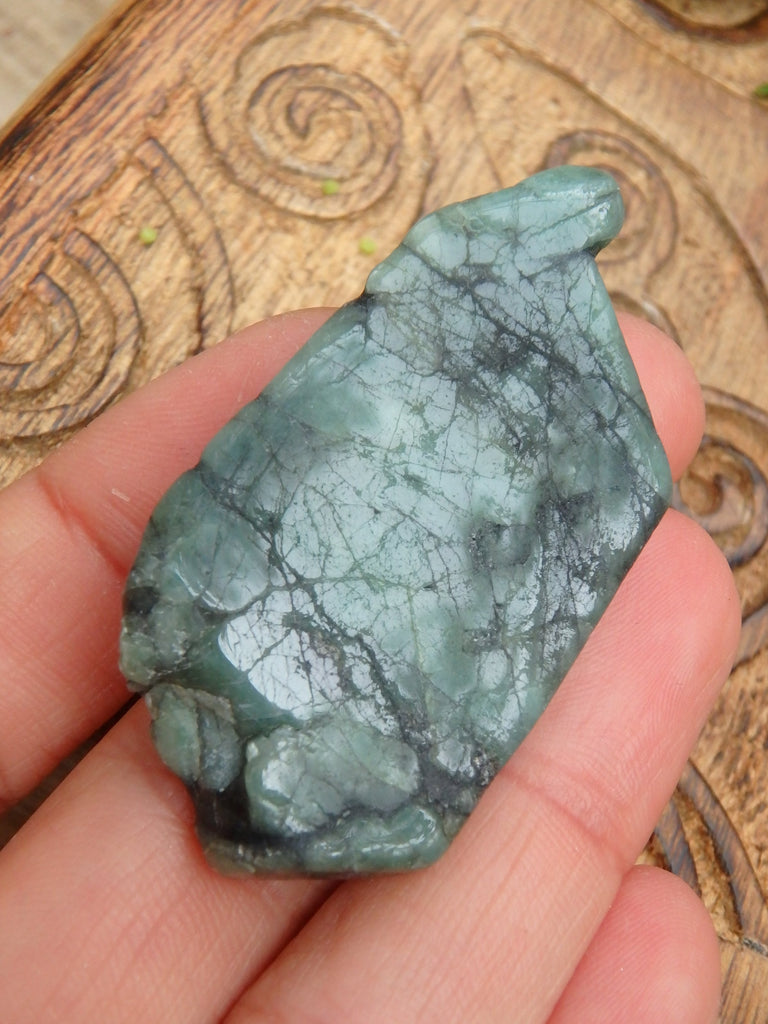 Deep Green Emerald Slice From Brazil 4 - Earth Family Crystals