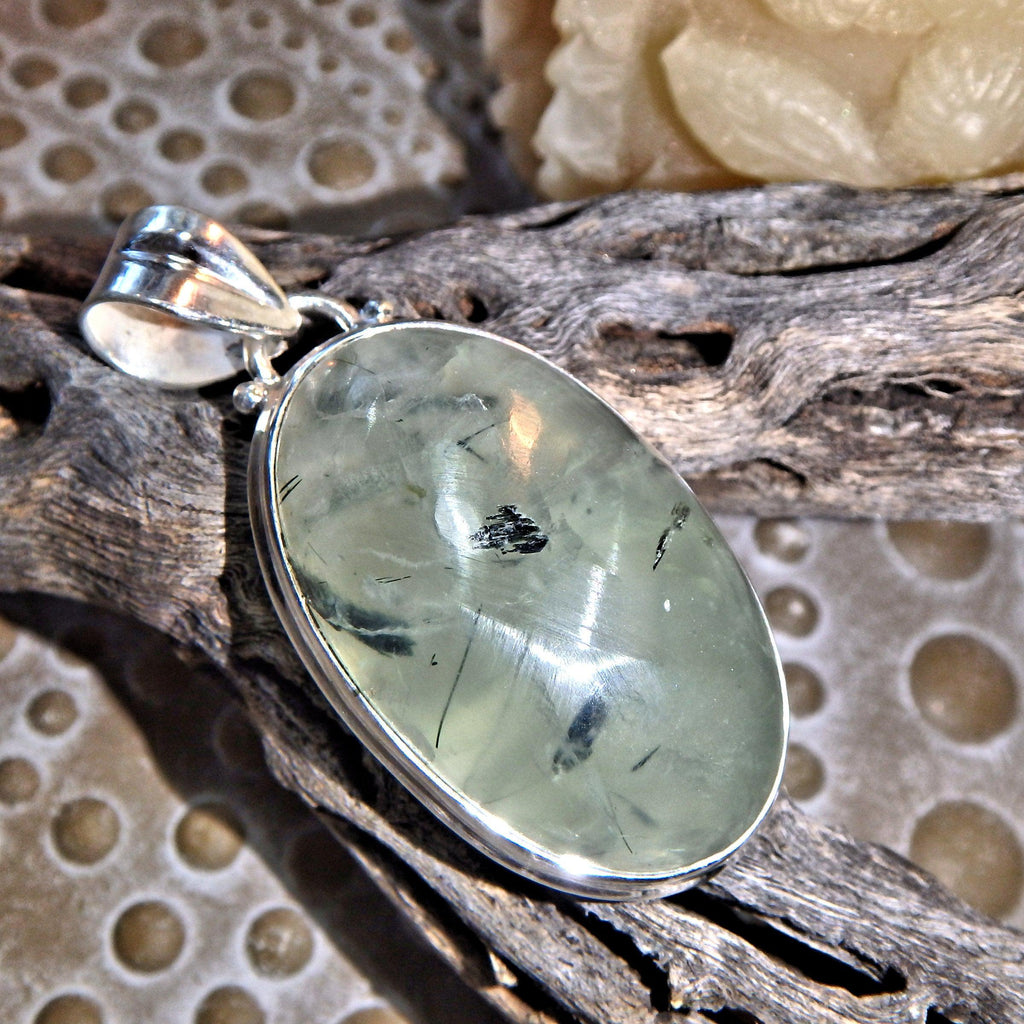 Light Code Prehnite & Epidote Inclusions Pendant Sterling Silver (Includes Silver Chain) - Earth Family Crystals