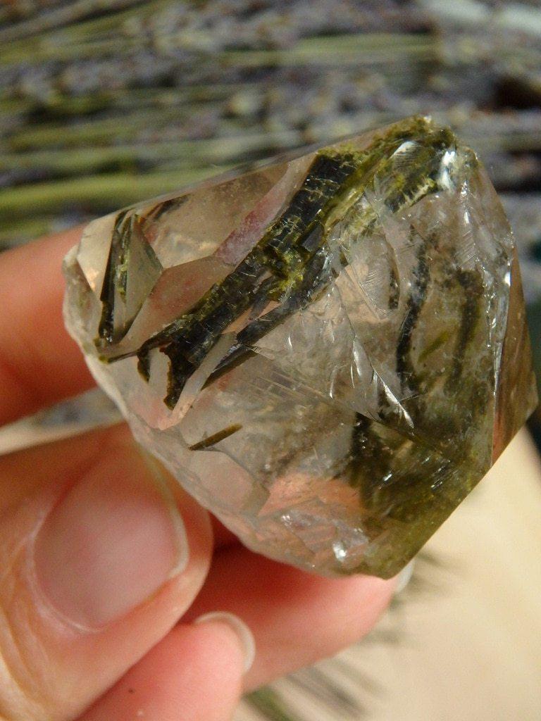 Collectors Specimen~ Stunning Dark Green Epidote In Quartz  From Brazil - Earth Family Crystals