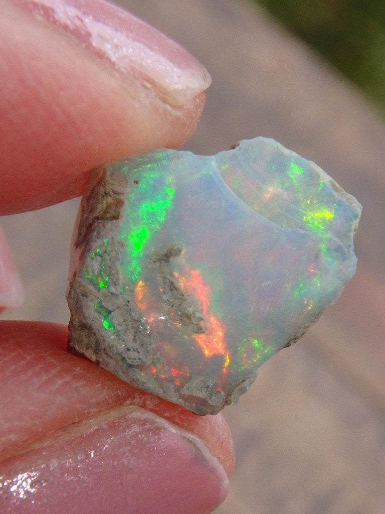 Mega Green & Red Flash Raw Ethiopian Opal Small Collectors Specimen 1 - Earth Family Crystals