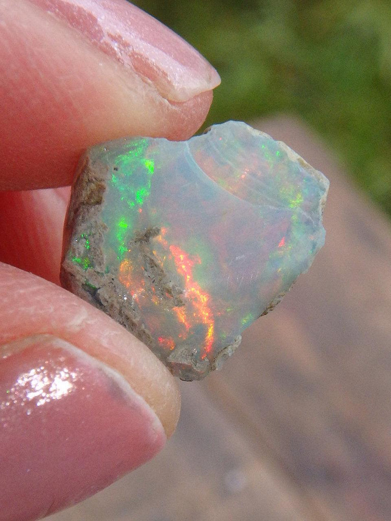 Mega Green & Red Flash Raw Ethiopian Opal Small Collectors Specimen 1 - Earth Family Crystals