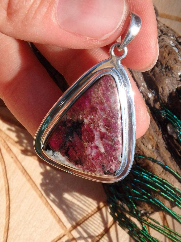 Rare! Dark Burgundy Eudialyte Gemstone Pendant In Sterling Silver (Includes Silver Chain) - Earth Family Crystals
