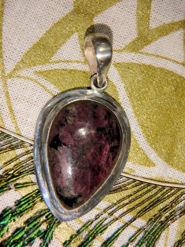 Cranberry Red Eudialyte Pendant in Sterling Silver (Includes Silver Chain) - Earth Family Crystals