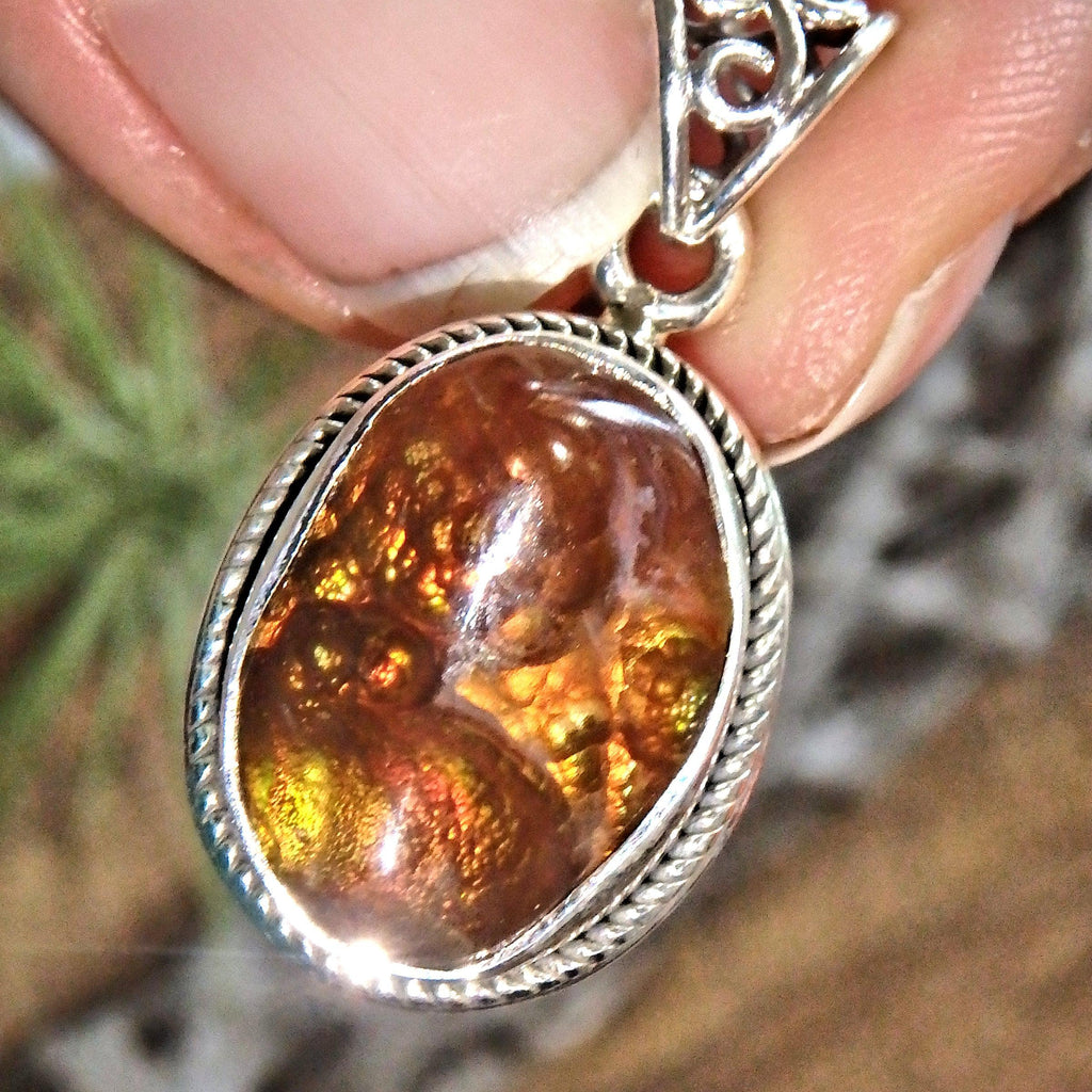 Sparkles of Color Mexican Fire Agate Gemstone Pendant in Sterling Silver (Includes Silver Chain) *REDUCED* - Earth Family Crystals