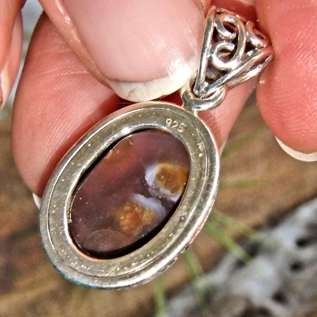 Sparkles of Color Mexican Fire Agate Gemstone Pendant in Sterling Silver (Includes Silver Chain) *REDUCED* - Earth Family Crystals
