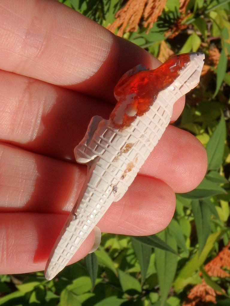 Cute Mexican Fire Opal Lizard Carving Specimen - Earth Family Crystals