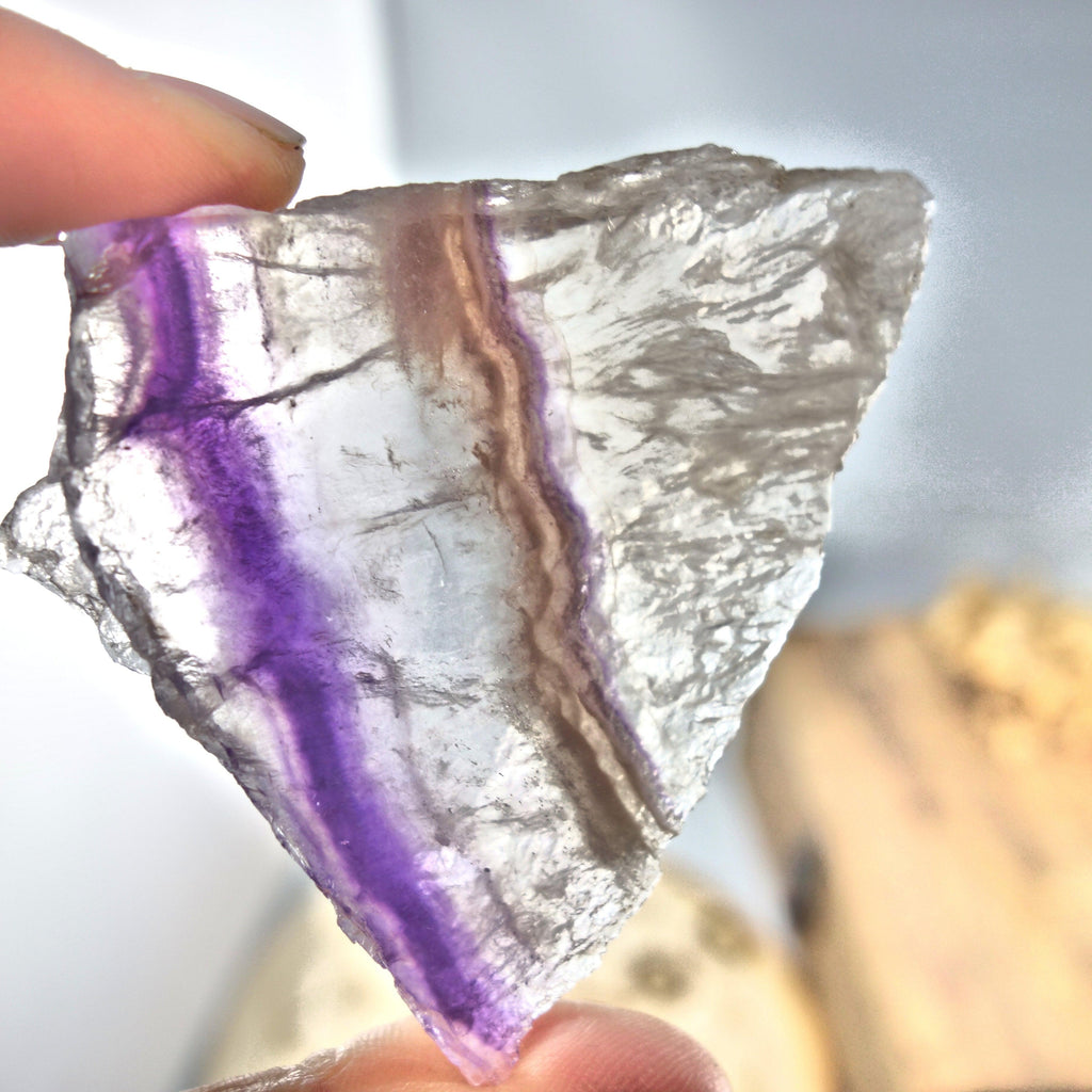 Layers of Purple, Pink & Clear Fluorite Partially Polished Slice - Earth Family Crystals