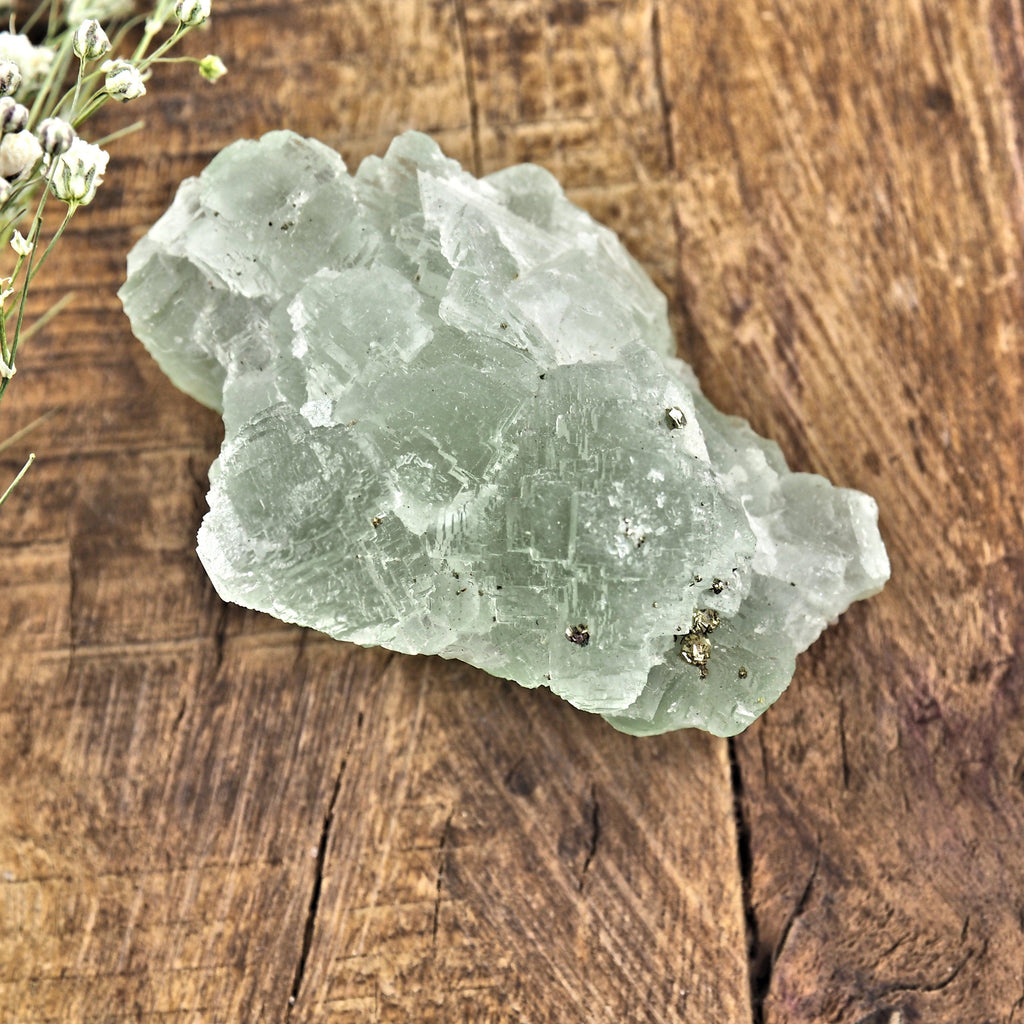 Raw Green Fluorite With Pyrite Inclusions #3 - Earth Family Crystals