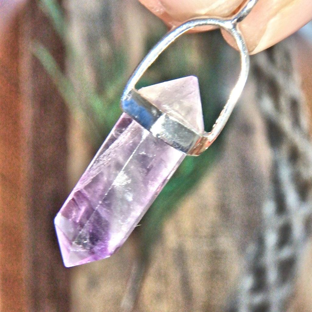 Optical White & Purple Fluorite DT  Pendant in Sterling Silver (Includes Silver Chain) - Earth Family Crystals
