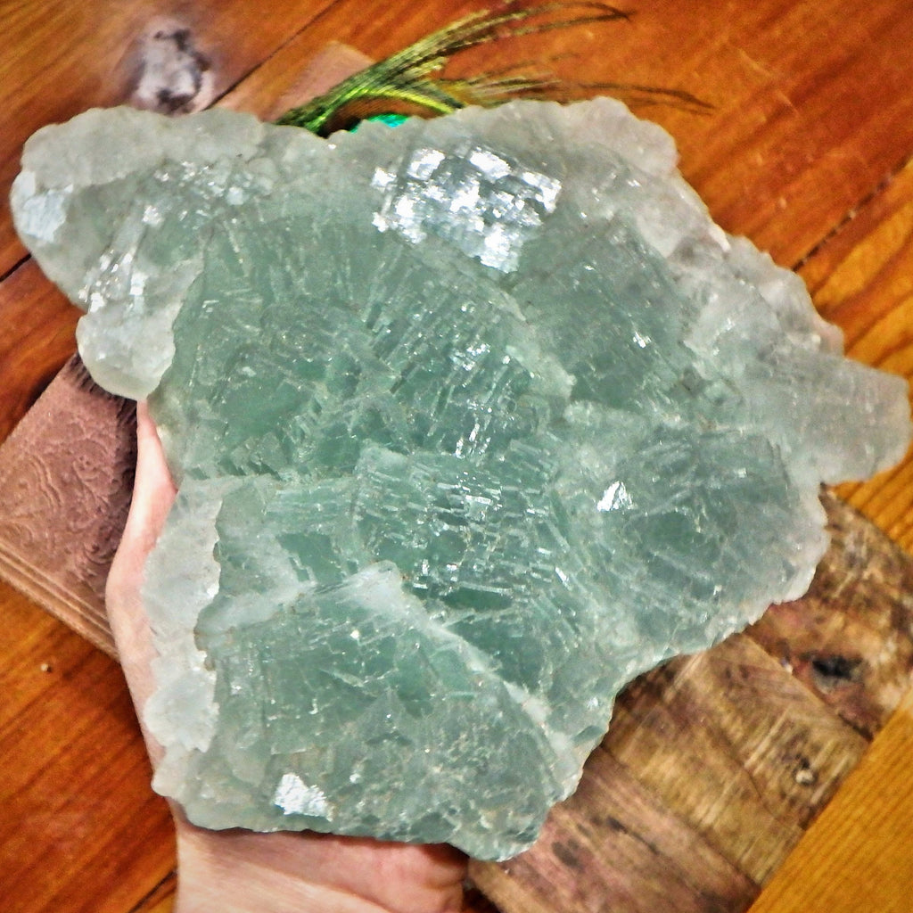 4.8 LB Huge Cubic Ice Green Fluorite Natural Specimen Perfect for Display - Earth Family Crystals